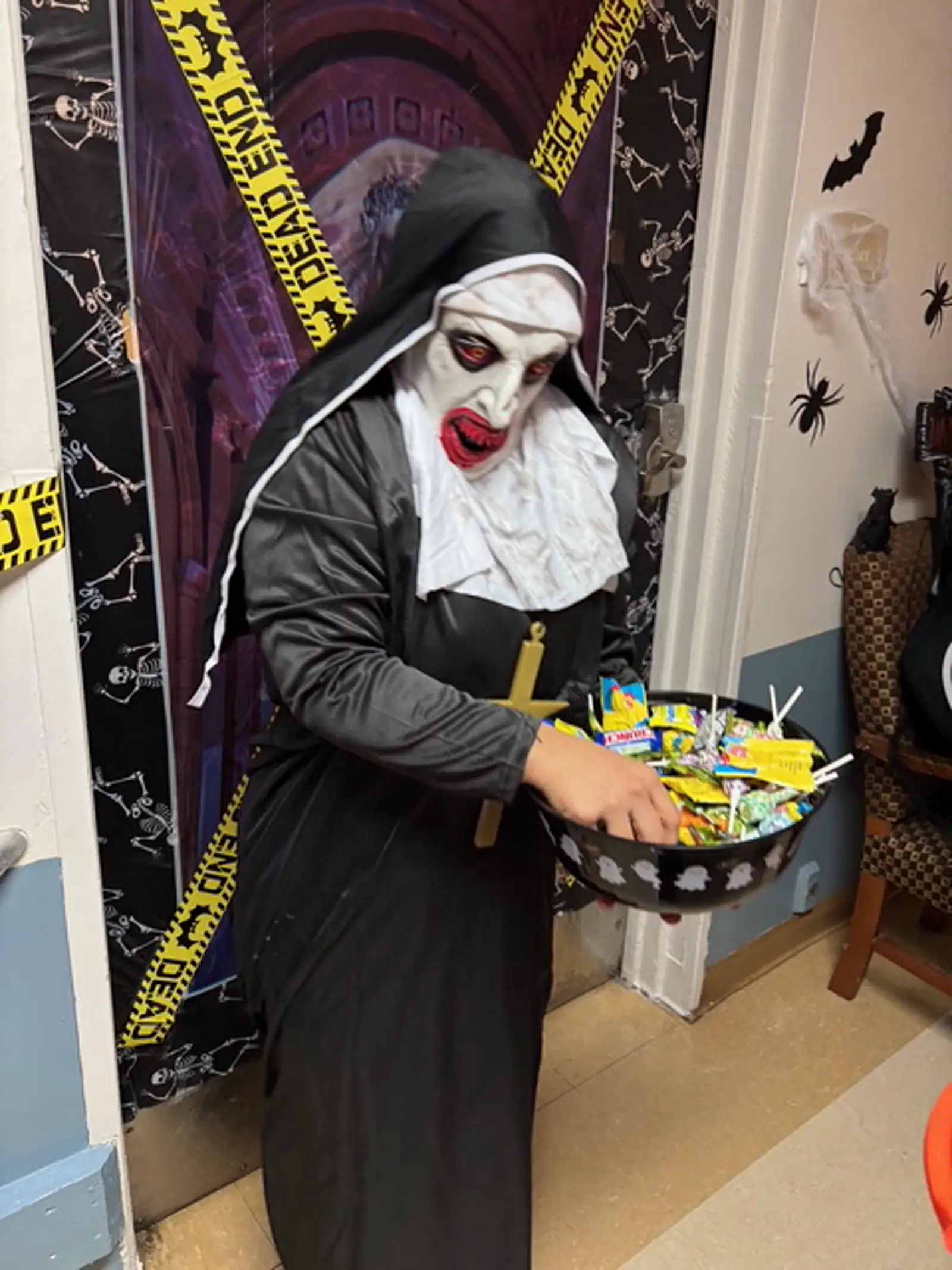Children trick or treating at local store
